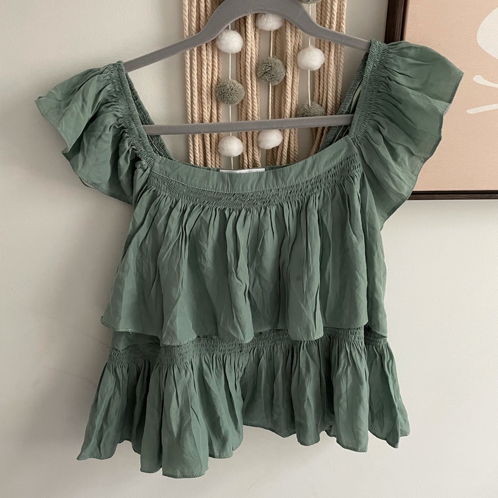 Talulah Boutique Green Ruffle Top